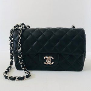 Chanel mini flap bag with silver hardware